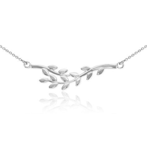 Olive Necklace, Greek Tradition, Branch Necklace, Leaf Jewelry, White Gold Necklaces, Special Jewelry, Olive Branch, Leaf Necklace, Polish Jewelry