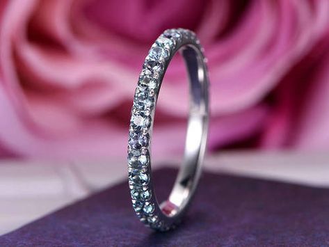 Alexandrite Wedding Band, Birthstone Band, Gem Rings, Handmade Engagement Ring, Micro Pave Ring, Stacked Wedding Bands, June Birthstone Ring, Stackable Wedding Bands, Eternity Rings