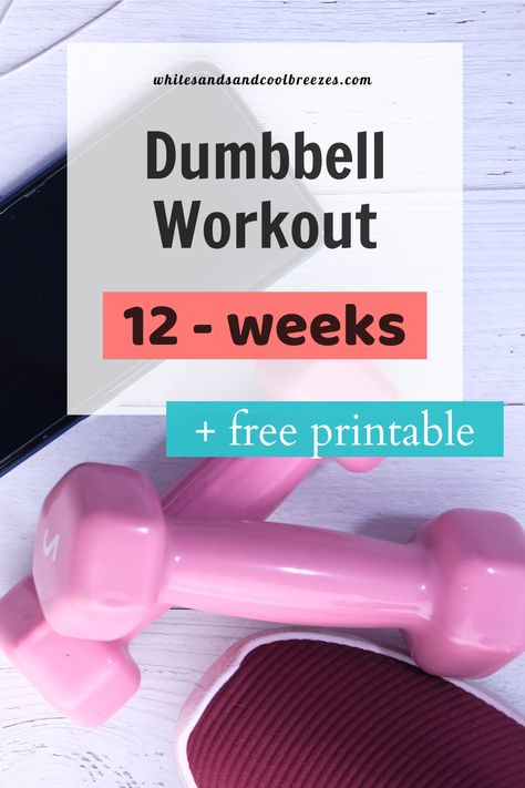 12-week dumbbell workout plan | Gym Printable Planner Women Dumbbell Workout Plan, Dumbell Workout Program Women, At Home Workout Program, Dumbell Workout Chart, Free Dumbbell Workout, 4 Week Dumbbell Workout Plan, Weekly Dumbell Workout Plan For Women, Dumbell Workout Women Printable, At Home Free Weight Workout