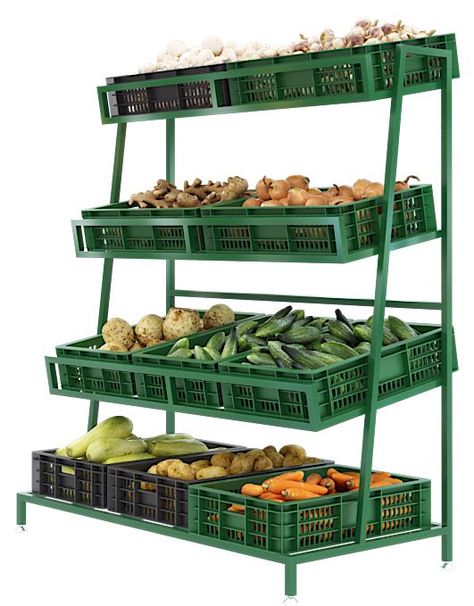 Fruit Shelf, Fruit And Veg Shop, Seafood Shop, Vegetable Rack, Iron Furniture Design, Store Shelves Design, Banana Stand, Vegetable Stand, Bakery Design Interior