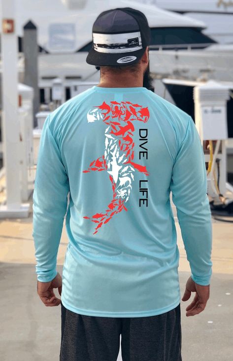 Dive Life Hammerhead Shark Long Sleeve Shirt, Dri Fit Unisex shirt, Fishing and Boating shirt, Pure Sea Wear Apparel, Dive Flag, 50 UPF Check more at https://datici.com/product/dive-life-hammerhead-shark-long-sleeve-shirt-dri-fit-unisex-shirt-fishing-and-boating-shirt-pure-sea-wear-apparel-dive-flag-50-upf/ Diving Logo, Mens Fishing Shirts, Shark Logo, Boat Shirts, Hammerhead Shark, Lifestyle Store, Fishing T Shirts, Ocean Life, Fishing Shirts