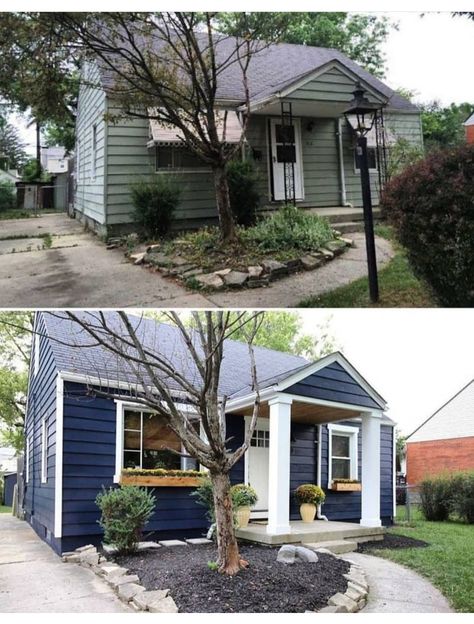 Exterior Paint Colours, Home Remodel Before And After, House Makeovers, House Before And After, Home Exterior Makeover, Exterior Paint Colors For House, Exterior Makeover, Small Front Porches, Exterior Remodel