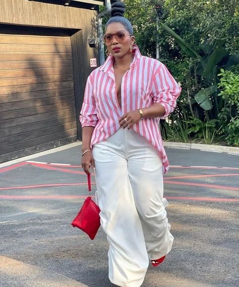 Pink And White Striped Shirt Outfit, Dk Outfit, Pink Striped Shirt Outfit, White Striped Shirt Outfit, Striped Shirt Outfit, White Linen Outfit, Outfits With Striped Shirts, Shirt Outfit Summer, Dress And Sneakers Outfit