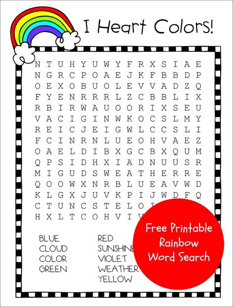 RAINBOWS RAINBOWS RAINBOWS! This rainbow word search puzzle is so fun and what's even better... its a FREE printable!  #rainbow #colors #brightandcolorful #wordsearch #puzzle #sun #free #printable Pride Coloring Pages, Rainbow Words, Gratitude Diary, Rainbow Activities, Laura Kelly, Rainbow Diy, Rainbow Printable, Shaped Cookies, Library Activities