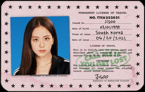 Jisoo “call me if you get lost” card version #blackpink #blink #blackpinkfanart #jisooblackpink #jisooedit #jisookim Call Me If You Get Lost Kpop, Jisoo Black, Id Card Template, Card Printing, Blackpink Poster, Blackpink Blink, All Songs, Ji Soo, Pink Iphone