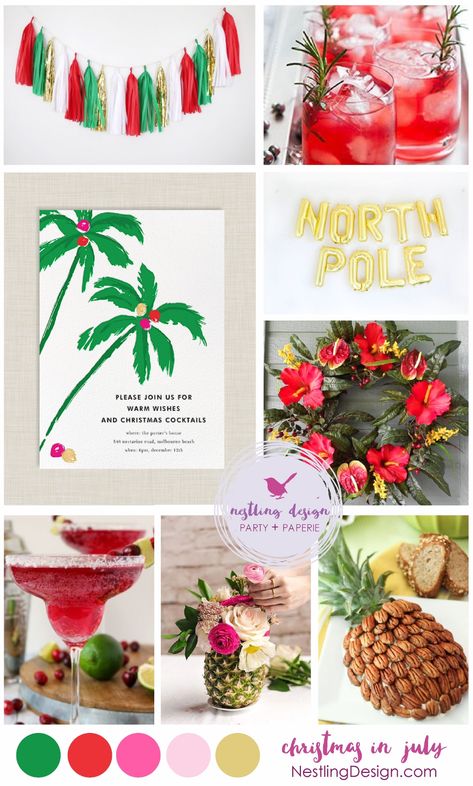 July Decorating Ideas, Christmas In July Decorations, Christmas In July Party, Hawaiian Christmas, Tropical Holiday, Summer Christmas, Tropical Christmas, July Birthday, Beach Christmas