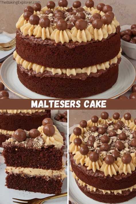 Malteaser Birthday Cake, Maltesers Cake, Maltesers Chocolate, Malteser Cake, Maltese Recipes, Buttercream Decorating, Chocolate Cake Designs, Uk Food, Sponge Cakes