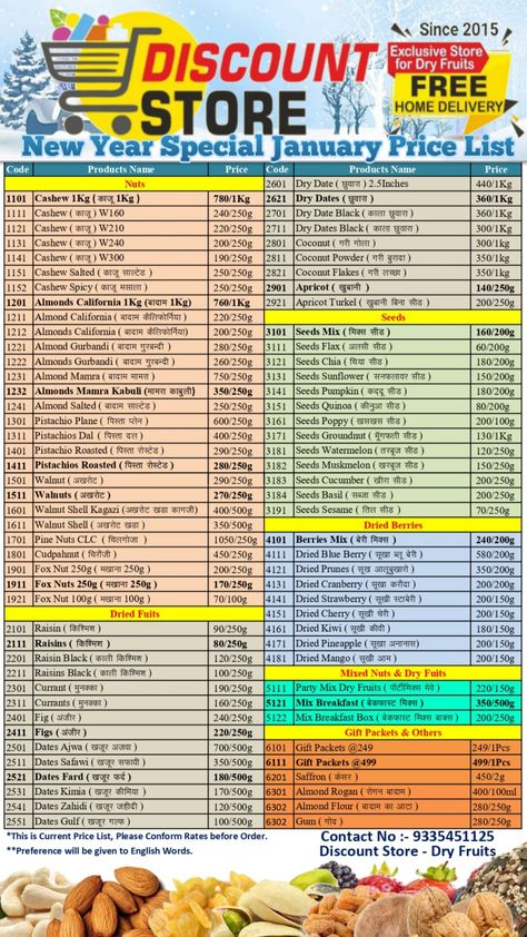 Discount Store Dry Fruits January 2023 Price List #discountstore #dryfruits #freehomedelivery #discountstoredryfruits #dryfruitlucknow #dryfruitfreehomedelivery #pricelist Dried Dates, New Year Special, Dry Fruits, January 2023, Dried Fruit, Price List, Independence Day, Fruit, Quick Saves