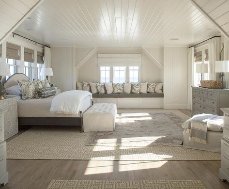 Attic Bedroom Designs, Attic Bedrooms, Attic Remodel, Coastal Bedrooms, Wooden Floors, Attic Bedroom, Attic Rooms, Bedroom Loft, Master Bedrooms Decor