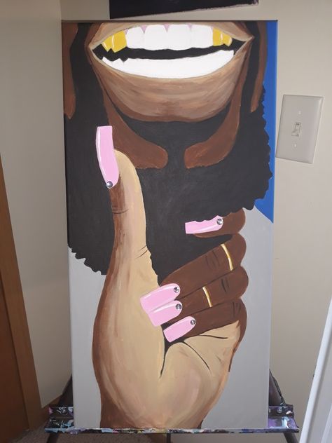 Soo And Paint Ideas, Painting Ideas Black Women, Black Love Paintings Easy, Easy Black Art Painting, Black Woman Canvas Art, Baddie Canvas Art, Simple Sip And Paint Ideas, Sip N Paint Ideas Canvases, Sip And Paint Ideas For Beginners Easy