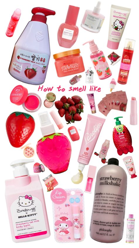 strawberry skincare Strawberry Skincare Products, Strawberry Skincare, Strawberry Things, Pink Cosmetics, Strawberry Milkshake, Strawberry Milk, Lip Cream, Sugar Scrub, Skincare Products