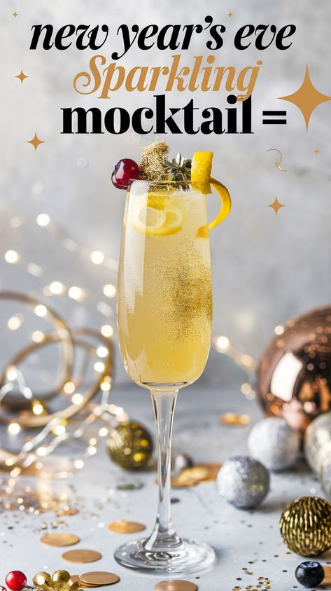 "Celebrate the New Year with a delightful Sparkling Mocktail that’s perfect for your festive gatherings! This easy-to-make recipe offers a refreshing twist on New Year’s Eve drinks, ensuring everyone can join in the fun with delicious, non-alcoholic options. Explore our collection of holiday mocktail recipes and elevate your celebration drinks with vibrant flavors. Discover sparkling beverage ideas that will impress your guests and make your New Year’s Eve unforgettable!" Non Alcoholic Sparkling Drinks, New Years Eve Mocktail Recipe, Mocktails For New Years, New Year’s Eve Celebration, New Year Mocktail, New Years Alcoholic Drinks, Birthday Mocktails Non Alcoholic, New Years Mocktails Non Alcoholic, New Year’s Eve Mocktail