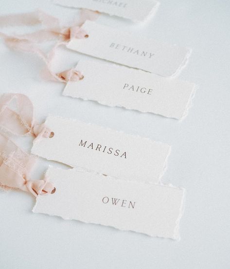 Place Cards With Ribbon, Cards With Ribbon, Wedding Table Names, Wedding Name Cards, Name Place Cards, Wedding Guest Book Sign, Table Setting Decor, Wedding Name, Minimal Wedding