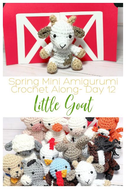 Crochet Mini Sheep Free Pattern, Crochet Small Animals Free Pattern, Crochet Goats Free Pattern, Crochet Farm Animals Free Pattern, Goat Crochet, Farm Crochet, Tiny Amigurumi, Crochet Farm, Crochet Farm Animals