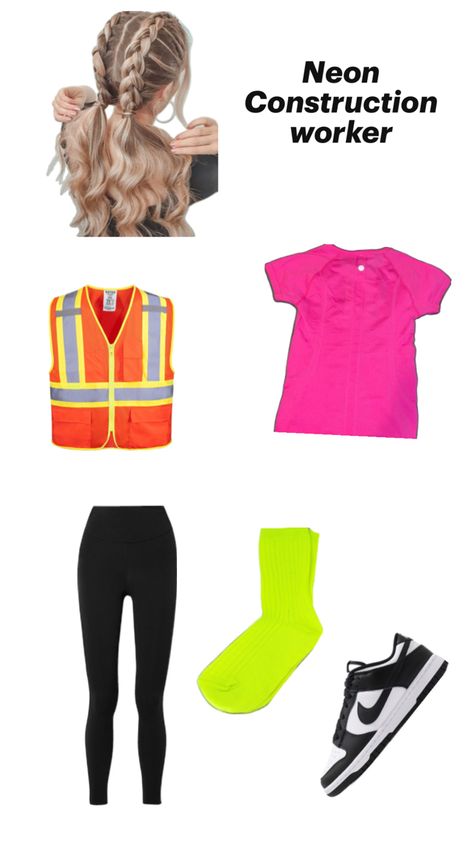 Construction Worker Costume Ideas, Neon Construction Worker, Construction Costume, Halloween Construction, Bestie Costumes, Construction Worker Costume, Chocolate Chip Cookie Dough Brownies, Fun Halloween Outfits