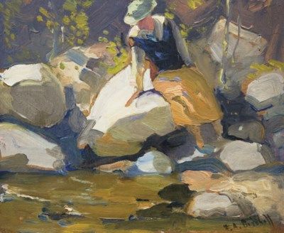 Franz Bischoff, Rock Sign, American Impressionism, American Painting, Outdoor Paint, On The Rocks, Impressionist Paintings, Woman Painting, Feel Special