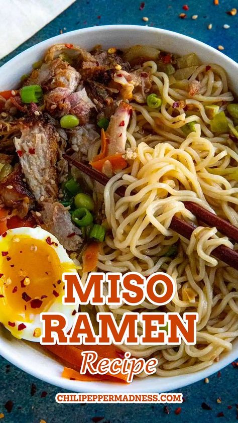 Best Ramen Recipe, Miso Ramen Recipe, Miso Pork, Top Ramen Recipes, Ramen Noodle Recipes Soup, Jammy Eggs, Ramen Noodle Recipes Easy, Ramen Soup Recipes, Miso Recipe