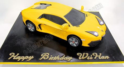 Celebrate with Cake!: Lamborghini Aventador Lamborghini Car Cake, Graduation Displays, Lamborghini Cake, Yellow Lamborghini, Car Cakes, Car Cake Toppers, Cars Birthday Cake, Lamborghini Veneno, Lamborghini Cars