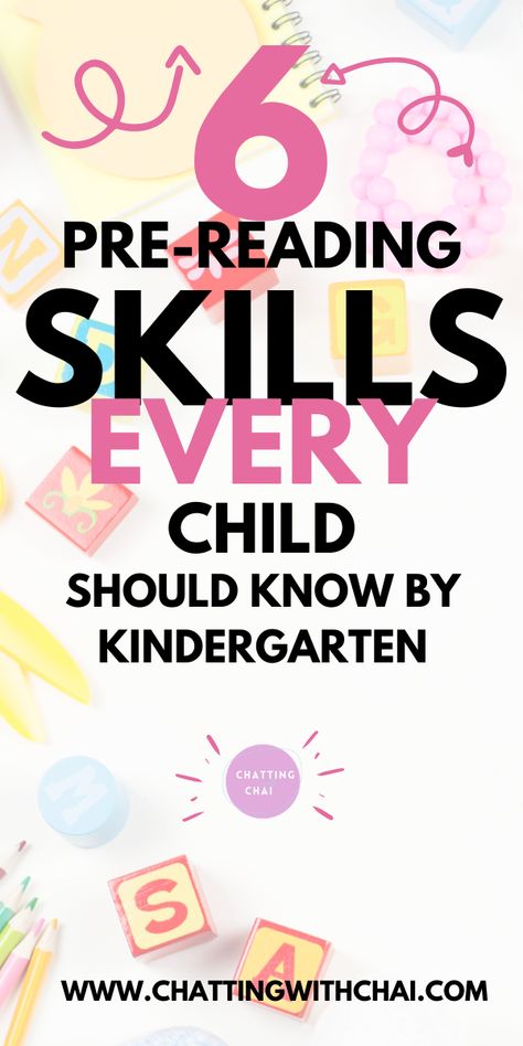 Pre Reading Skills in Preschool: Reading Readiness Checklist and Signs for Kindergarten - Chatting With Chai Reading Readiness Worksheets, Pre Reading Skills, Reading In Kindergarten, Reading Skills Activities, Kindergarten Readiness Checklist, Teaching Reading Skills, Reading Readiness, Prek Activities, Reading Comprehension Kindergarten