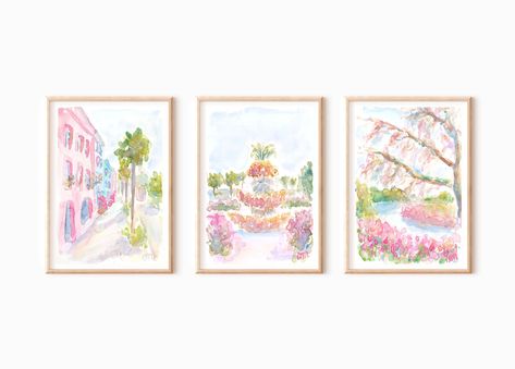 Pink Gallery Wall, St Louis Cathedral, College Sorority, Watercolor Prints, Sorority Girl, Etsy Art Prints, Pastel Watercolor, Wall Decor Pictures, Rose Pastel