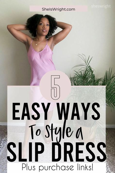 5 different ways to hop on the slip dress trend Plus Size Slip Dress Styling, Slip Dress With Graphic Tee, Pink Slip Dress Outfit Summer, Slip Dress Outfit Black Women, How To Style Slip Dress Summer, What To Wear With A Slip Dress, Shoes To Wear With Slip Dress, Slip Dress Accessories, How To Style Spaghetti Strap Dress