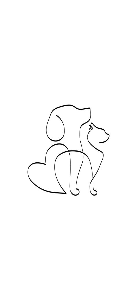 #art #line #illustration #pet #dog #cat #cute #minimalist #nabiillustration #phonewallpaper Dog And Cat Line Art Tattoo, Cat And Dog Line Tattoo, Dog And Cat Line Art, Snail Line Art, Cat And Dog Doodle, Minimalist Sketch Drawings, Dog And Cat Logo Design, Line Art Dog Tattoo, Pet Line Art