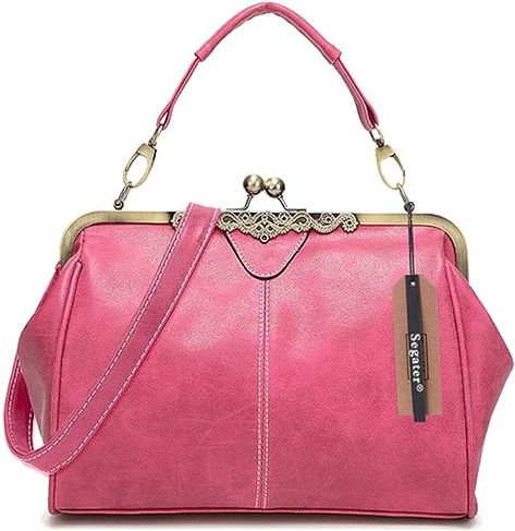 Amazon.com: Women Vintage Small Retro Handbags Kiss Lock Crossbody Purse Frosted Leather Messenger Bag Tote : Clothing, Shoes & Jewelry Retro Handbags, Work Handbag, Bags Messenger, Clothes Women, Big Bags, Medium Tote, Leather Messenger Bag, Leather Messenger, Hobo Handbags