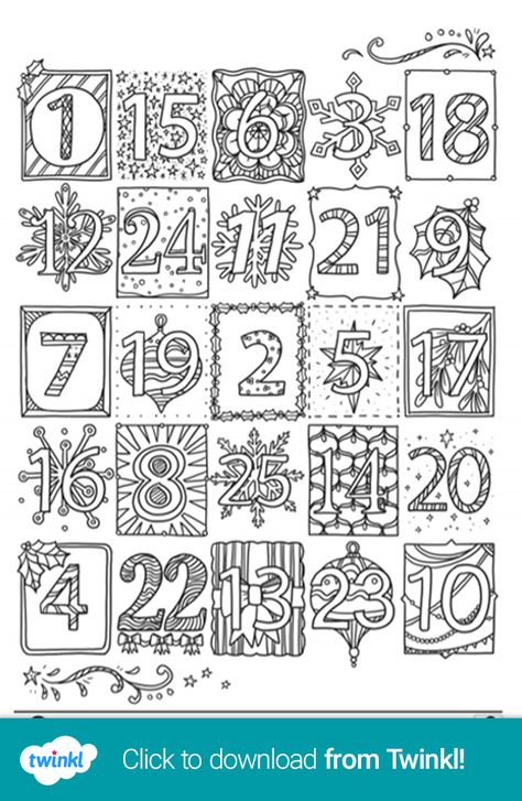 Mindfulness Christmas Colouring Pages - Advent Calendar Christmas Teaching Activities, December Homeschool, Christmas Advent Calendar Ideas, Numbers Activity, Christmas Colouring Pages, Christmas Colouring, Mindfulness Colouring, Christmas Coloring Sheets, Calendar Numbers