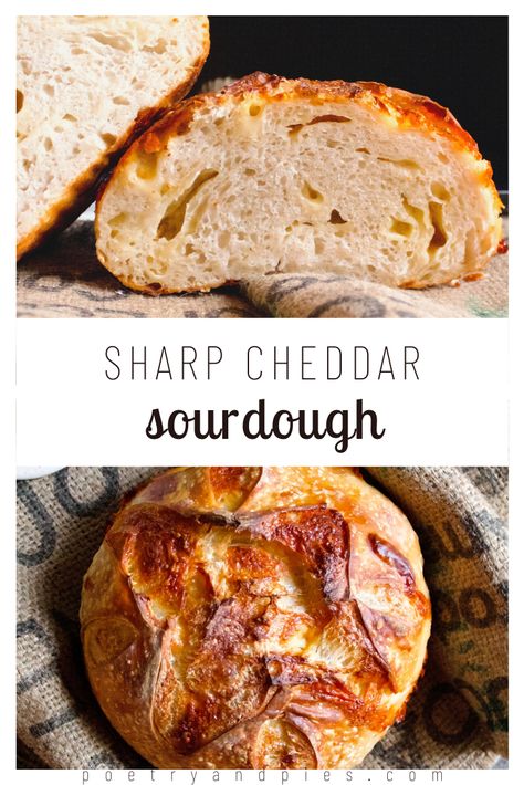 Sharp Cheddar Sourdough — Poetry & Pies Jalapeno Cheddar Sourdough Bread, Cheddar Sourdough Bread, Rustic Loaf, Baking Tricks, Baking Studio, Garlic Cheddar, Sourdough Recipe, Baking Homemade, Sourdough Starter Recipe