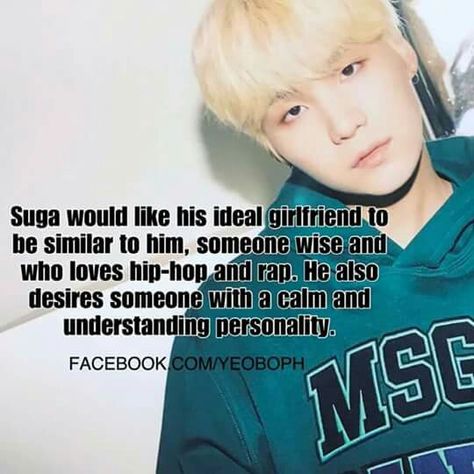 Min Yoongi Ideal Type, Bts Ideal Type Girl, Yoongi Ideal Type, Suga Ideal Type, 2000s Childhood, Ideal Girl, Bts Facts, Ideal Type, Suga Bts Swag