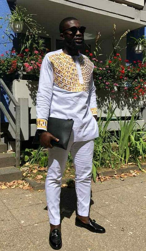 Men Kaftan, Mens Fashion Wear, Wedding Church, African Clothing For Men, African Shirts, Grey Long Sleeve Shirt, Church Service, White Long Sleeve Shirt, Clothing Men