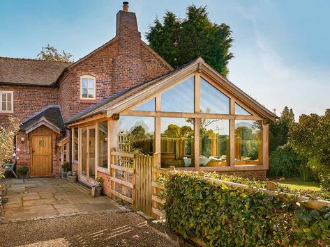 Timber Frame Cottage, Timber Frame Extension, Oak Framed Extensions, Cottage Extension, Oak Windows, Oak Frame House, Garden Room Extensions, Timber Frame Building, Conservatory Garden