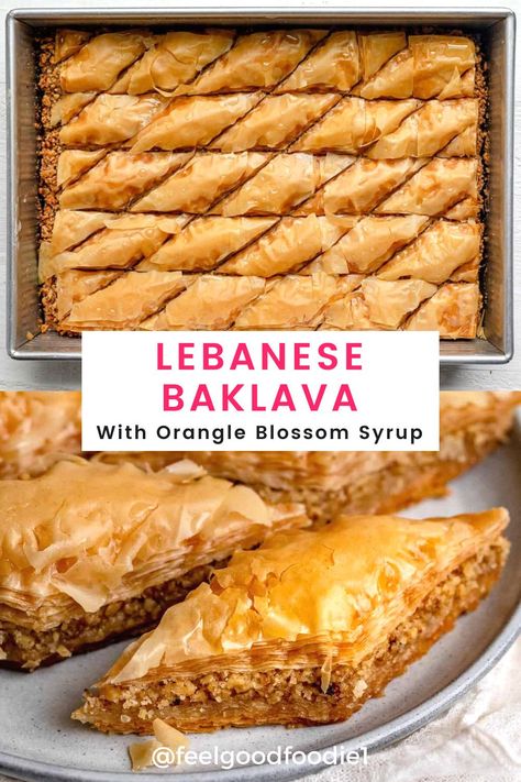 Easy Ramadan Dessert Recipes, Jordanian Baklava, Walnut Baklava Recipe, Lebanese Baklava Recipe, Pnw Christmas, Lebanese Pastries, Lebanese Baklava, Baklava Recipes, Easy Baklava