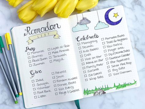 Ramadan Bullet Journal Checklist  Eid Bucket List #ramadan #eid #Ramadanchecklist Ramadan Checklist, Journal Checklist, Ramadan Printables, Ramadan Tips, Islam Ramadan, To Do Planner, Ramadan Activities, Eid Cards, Ramadan Day