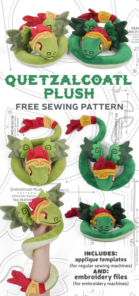 How To Make Plush Patterns, Plushie Free Pattern, Easy Sewing Patterns Free Plushies, Sew Desu Ne Free, Animal Plush Pattern, Free Felt Sewing Patterns, Sew Desu Ne, Dragon Sewing Pattern Free, Sewing Patterns Animals