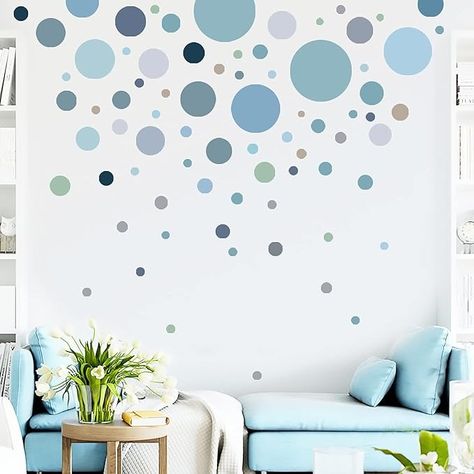 Amazon.com: Polka Dot Wall Decals Colorful Circle Wall Stickers DIY Removable Peel and Stick Boho Cute Round Window Wall Decals for Kids Bedroom Nursery Classroom Home Decor (Blue-Grey) : Baby Nursery Classroom, Colorful Circle, Polka Dot Wall Decals, Polka Dot Walls, Round Window, Design Basics, Wall Stickers Living Room, Kids Wall Decals, Sticker Mural