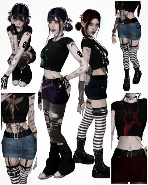 Sims 4 Cc Goth, Art Costumes, Mods Sims 4, Alt Clothes, Free Sims 4, Tumblr Sims 4, Sims 4 Cc Folder, Scene Outfits, Sims 4 Characters