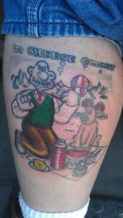 Wallace & Gromit leg tattoo! Wallace And Gromit Tattoo, Penguin Tattoo, Leg Tattoos, Body Art, Tatting, Tattoos, Art