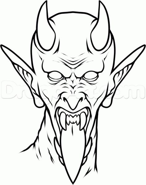 Devil demon tattoo Satanic Tattoos, Devil Face, Stencil Outline, Skull Coloring Pages, Devil Tattoo, Demon Tattoo, Tattoo Outline Drawing, Drawing Stencils, Skulls Drawing