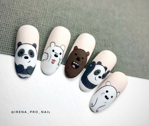 Cartoon Nail Designs, Animal Nail Designs, Kutek Disney, Crazy Nail Art, Animal Nail Art, Nails Yellow, Nail Drawing, Anime Nails, Nail Art Disney