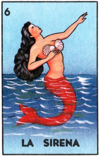 La Sirena, mermaid Mexican Loteria, Loteria Cards, Den Mrtvých, Tarot Art, Chicano Art, Photo Wall Collage, Mexican Culture, Arte Popular, Hippie Art