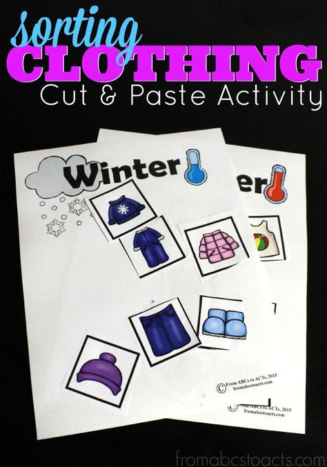 What clothing is appropriate throughout the winter and what can be worn in the summer months? Help your preschooler make that distinction with this fun cut and paste printable clothing sort activity! Seasons Preschool, Preschool Weather, Clothing Themes, Weather Theme, Creative Curriculum, Winter Preschool, Weather Activities, Math Activities Preschool, Preschool Themes