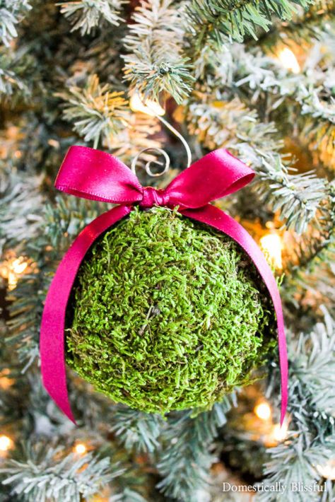 Moss Christmas, Cheap Christmas Ornaments, Rustic Christmas Decorations, Christmas Ornament Diy, Diy Moss, Moss Ball, Ornament Diy, Cheap Christmas, Xmas Diy