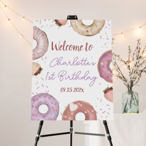 Donut Sweet Birthday Foam Board Donut Printable, Sprinkles Birthday Party, Donut Birthday Party, Donut Birthday Parties, Donut Birthday, Birthday Welcome Sign, Welcome Sign Template, Ipad 3, Donut Party