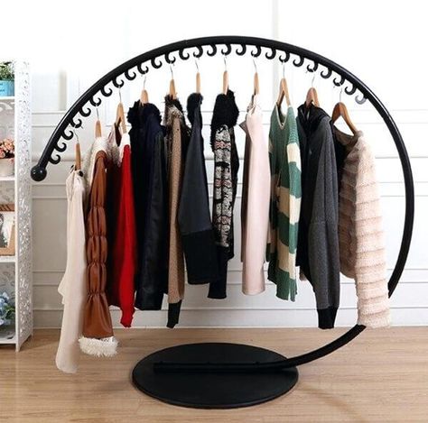 floor standing circular clothes racks, custom made circular clothing display racks for sale Hanging Clothes Rack, Clothing Rack Bedroom, Clothing Rack Display, Clothing Store Displays, Hanging Clothes Racks, Clothing Displays, Hanger Design, Display Furniture, Hanging Clothes