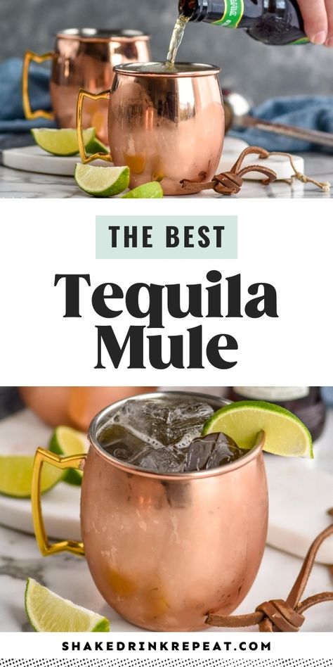 Moscow Mule With Tequila, Vodka Tequila Drinks, Tequila Moscow Mule, Mexican Mule Recipe Tequila, Tequila Mule Recipe, Teramana Tequila Recipe, Tequila Mule Cocktails, Mexican Mule Cocktail, Summer Drinks Tequila