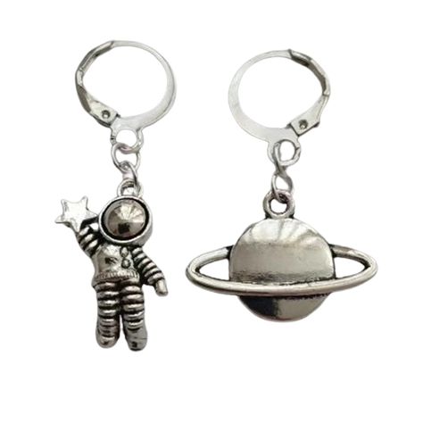 PRICES MAY VARY. Astronaut earrings: Cute asymmetric earrings for man woman Personality style: Quirky earrings; Original design mismatched earrings Suitable for: Creative clip earrings for science lover Size: Astronaut charm: 20x14 mm; Planet charm: 14x20 mm; Small hoop charm: 15x10 mm Material: Non-Precious Metal 1. Material: Non-Precious Metal 2. Color: Antique Silver 3. Size astronaut charm: 20x14mm 4. Creative Unique Jewelry 6. Package Includes: 1 Pairs Earrings in Bag Bottle Tab Earrings, Astronaut Earrings, Earrings Space, Asymmetric Earrings, Saturn Earrings, Space Jewelry, Mens Earrings Hoop, Quirky Earrings, Science Lover