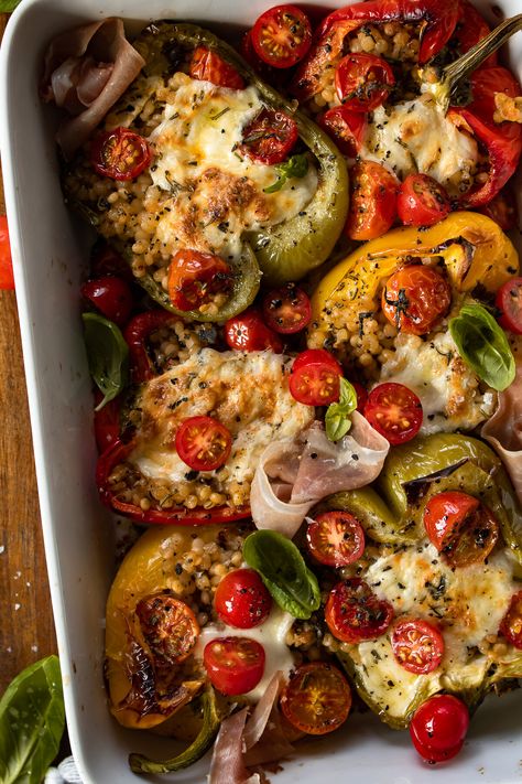 Stuffed Peppers Couscous Beef, Stuffed Bell Peppers With Couscous, Mozzarella Stuffed Peppers, Stuffed Peppers Couscous, Cous Cous Stuffed Bell Peppers, Stuffed Bell Peppers Couscous, Stuffed Peppers Aesthetic, Stuffed Bell Peppers Mediterranean, Stuffed Bell Peppers Side Dish