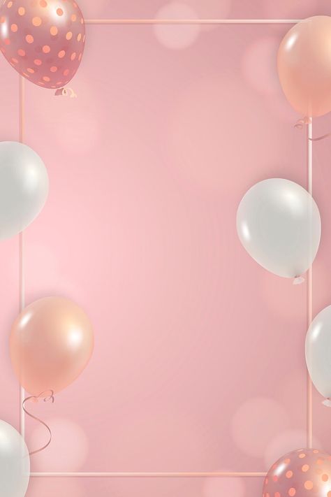 Girly birthday party balloons frame | free image by rawpixel.com / Kappy Pink Birthday Background, Birthday Border, Happy Birthday Baby Girl, Birthday Background Design, Birthday Party Balloons, Girly Birthday Party, Girly Birthday, Background Birthday, Balloon Frame