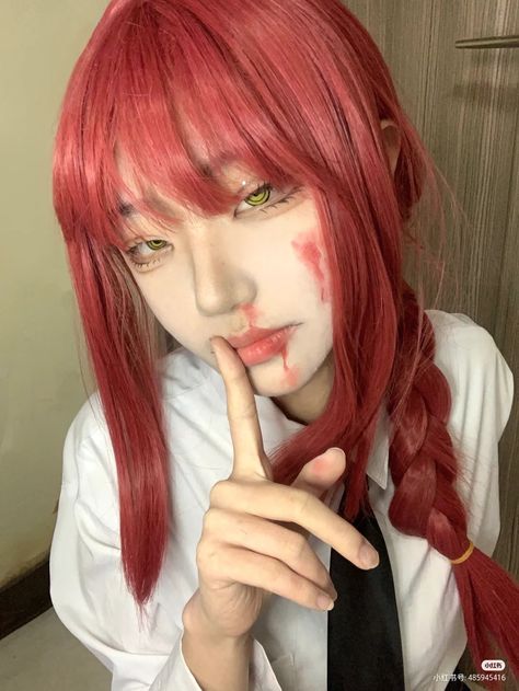 Makima Hairstyle Tutorial, Red Hair Cosplay, Makima Cosplay, Foto Muro Collage, Anime Cosplay Makeup, Male Cosplay, Cosplay Characters, Poses References, Cute Cosplay